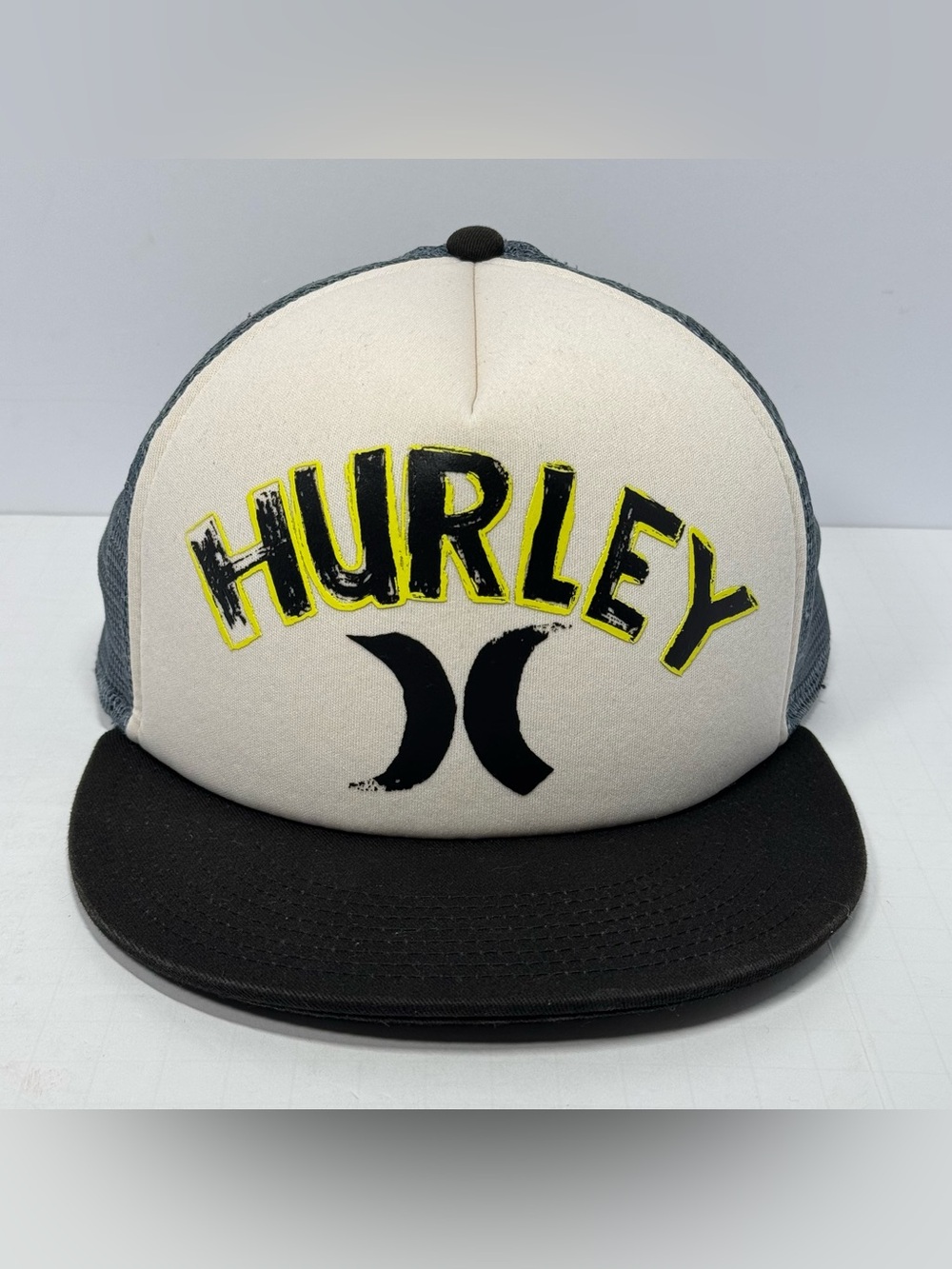 Hurley One & Only Slapstick Trucker Hat Snapback Black Gray Neon Skate Surf